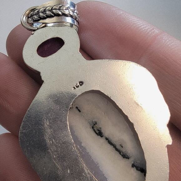 Necklace Pendants Dendritic Opal Ruby Amethyst Handmade Jewelry Sterling Silver - Picture 9 of 10